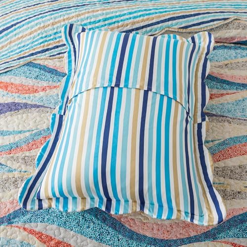 HoneiLife Oversized Queen Quilt Set - 106x106 Coastal Beach Nautical 3-Piece