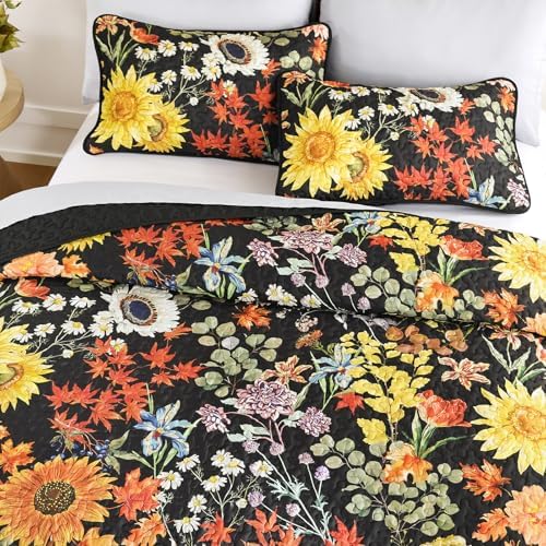 Yiran Floral Quilt Set Queen Size 3 Piece