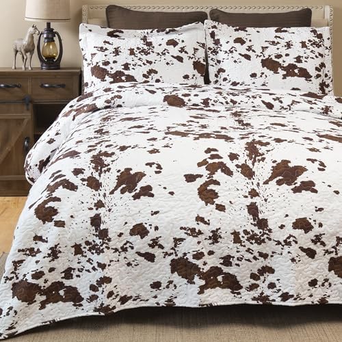 CARSTENS Western Aztec Cow Print Quilt Set Twin