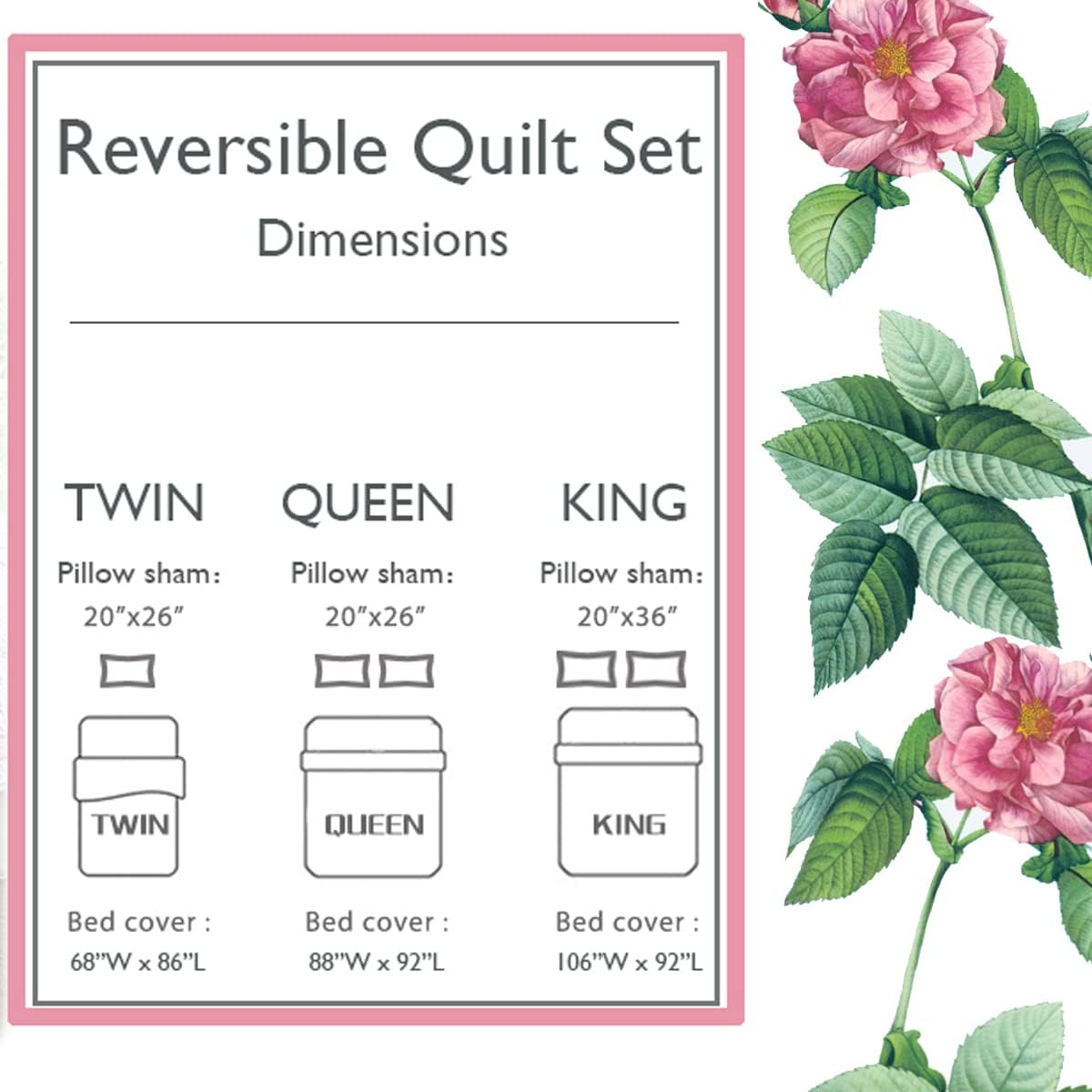 Cozy Line Bloom Floral Reversible Quilt Bedding Set Twin 2 Piece