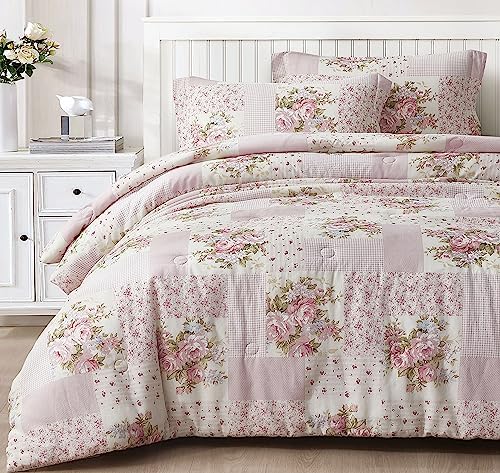 Chezmoi Rosy 3-Piece Queen Comforter Set