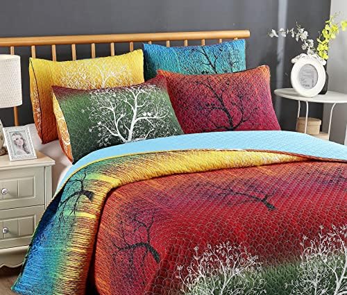Swanson Beddings Rainbow Tree 5 Piece Quilt Set King