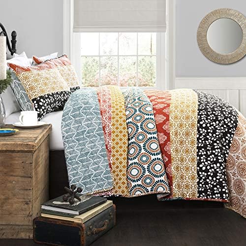 Lush Decor Boho Stripe Reversible Quilt Set 3 Piece FullQueen