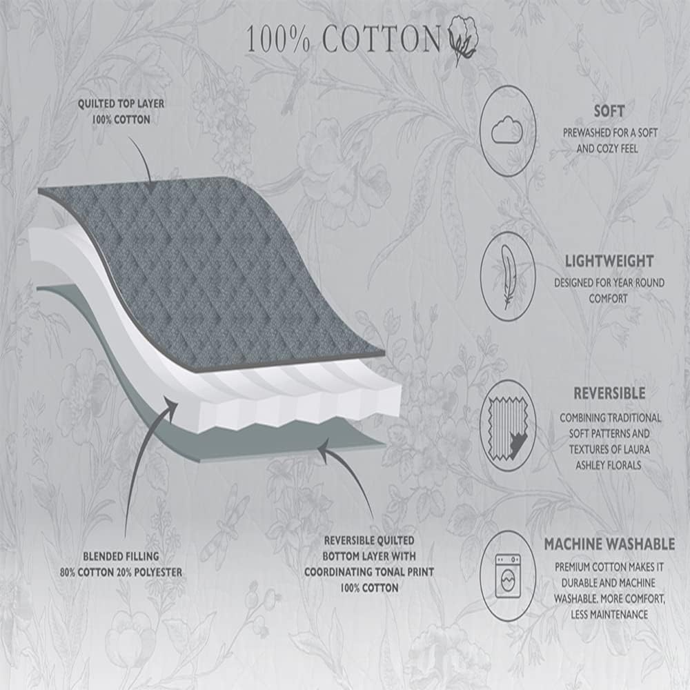 Laura Ashley Home Twin Quilt Set with Matching Sham