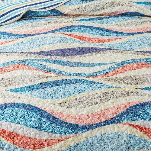 HoneiLife Oversized King Quilt Set 120x120 - Coastal Style 3 Piece