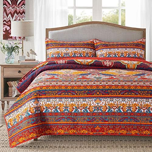 NEWLAKE Reversible Patchwork Quilt Set Queen Size