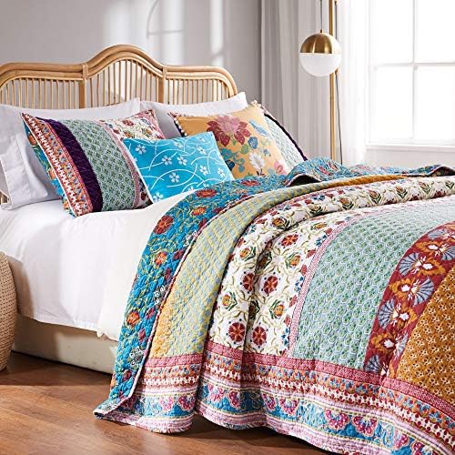 Greenland Home Thalia Velvet Embellished Cotton Quilt Set 5-Piece KingCal King