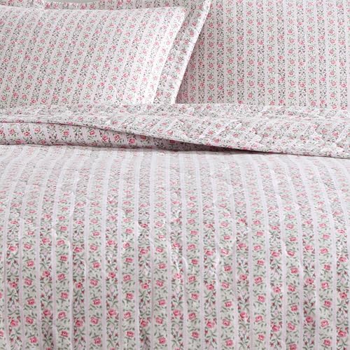 Laura Ashley Full Queen Quilt Set with Matching Shams
