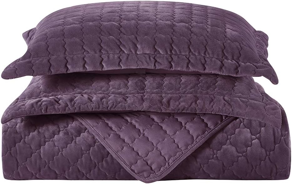Royal Tradition Plush Velvet Purple Coverlets Set
