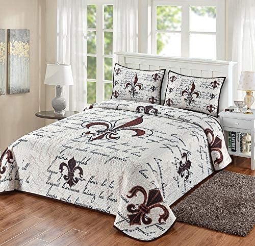 Wowser Fleur De Lis Quilt Bedding Set Ivory King Size