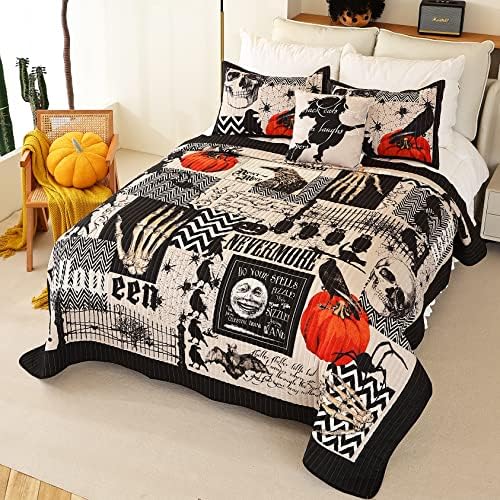 Cmfshape Halloween Bedspread Set King Size 4 Piece with Pillow Shams