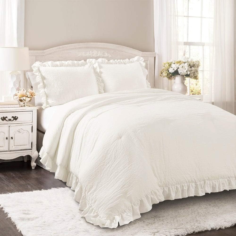 Lush Decor Lake Blue Ruffle Comforter Set 3 Piece