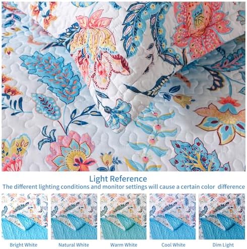 BEDISELY Queen Quilt Set - 3-Piece Floral Farmhouse Bedding 1