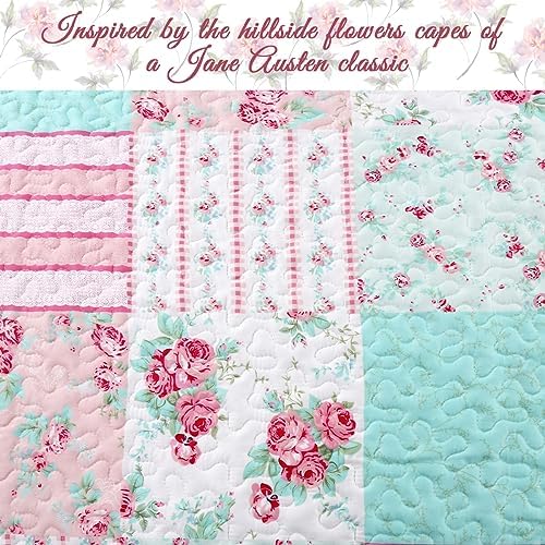 Cozy Line Bloom Floral Reversible Quilt Bedding Set Twin 2 Piece