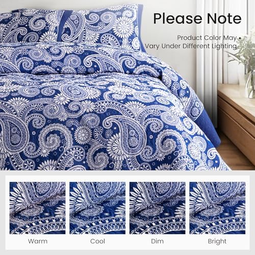 Sophia William Royal Blue Cal King Patchwork Quilt Set