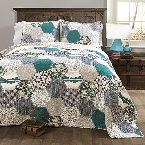 Lush Decor Briley 3 Piece Quilt Set Turquoise King