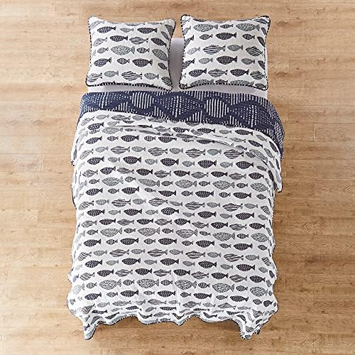 Levtex Home Bakio Quilt Set - Navy and White