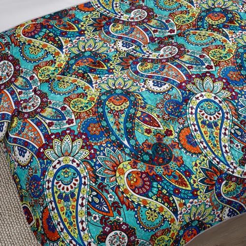 Boho Style King Quilt Set with 2 Pillowcases