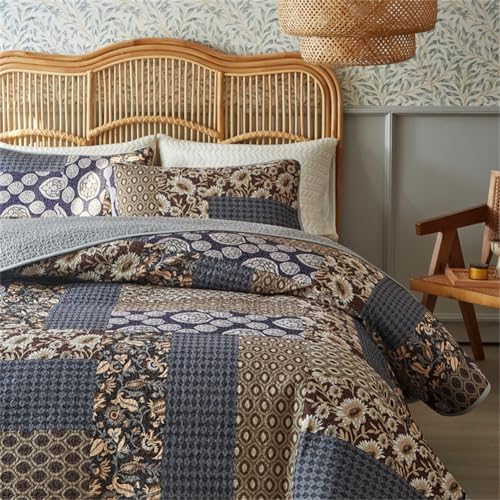 ROOMLIFE Twin Quilt Set - 3-Piece Cotton Boho Bedding