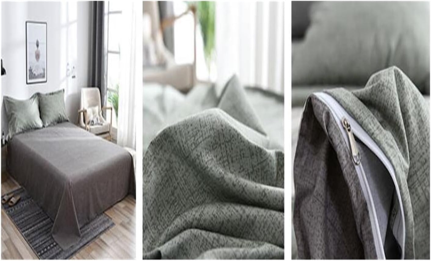 YUSIWOAL Bedroom Dormitory Luxury Bedding Set Green Super King