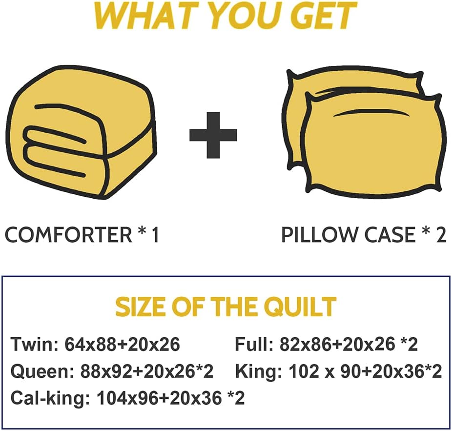 Decroom Twin Comforter Set - Yellow and Grey Down Alternative