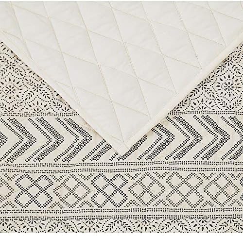 TRP 2 Piece Black Ivory Quilt Set with Reversible Design