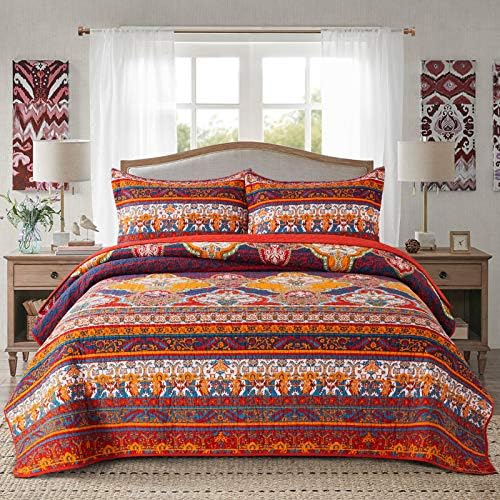NEWLAKE Reversible Patchwork Quilt Set Queen Size