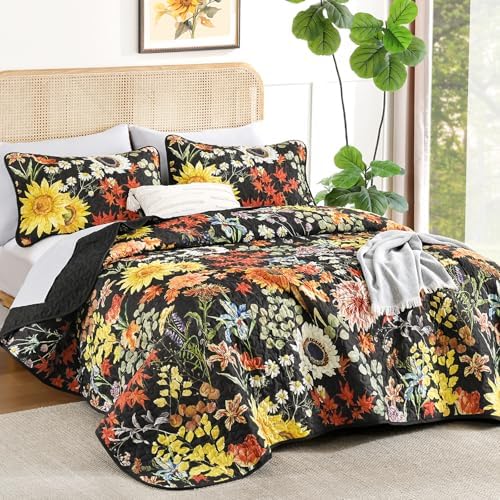 Yiran Floral Quilt Set Queen Size 3 Piece