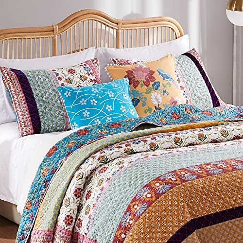 Greenland Home Thalia Velvet Embellished Cotton Quilt Set 5-Piece KingCal King