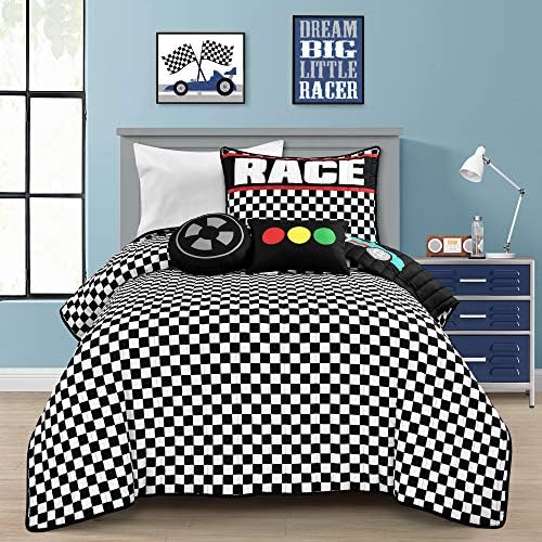 Lush Decor Racing Cars Quilt Set Twin Black 1