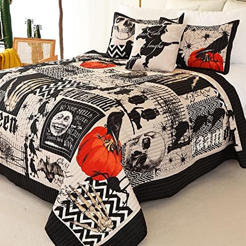 Cmfshape Halloween Bedspread Set King Size 4 Piece with Pillow Shams