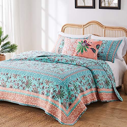 Greenland Home Barefoot Bungalow Quilt Set 3-Piece FullQueen Turquoise