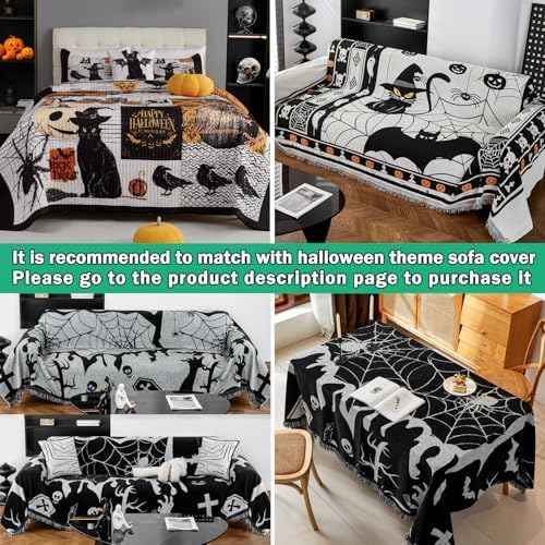 EVENHUG Halloween Queen Quilt Set with Pillow Shams 1