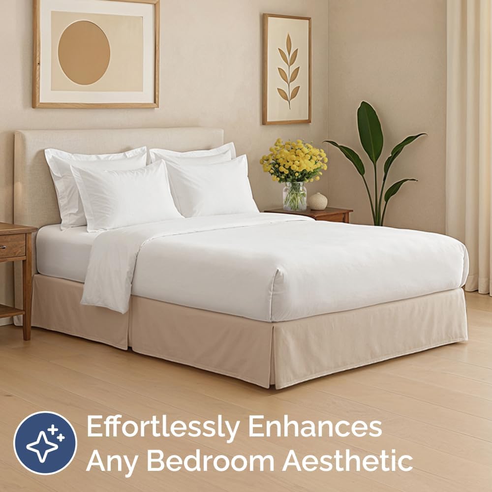 CGK Unlimited Pleated Bed Skirt Full Size Cream