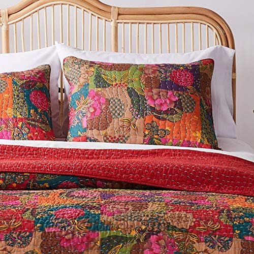 Greenland Home Jewel Reversible Cotton Quilt Bedding Set Twin Red