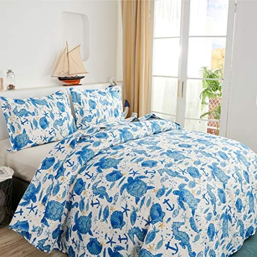 Oliven Ocean Themed Turtle Quilt Set Twin