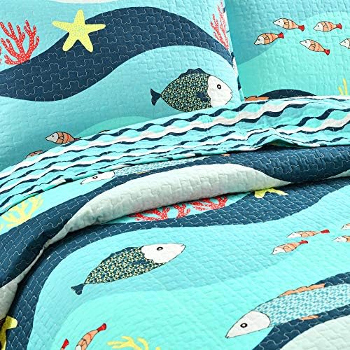 Lush Decor Sealife Quilt Set Twin Blue 1