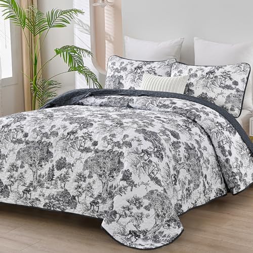 WONGS BEDDING Botanical Reversible Quilt Set Queen Size