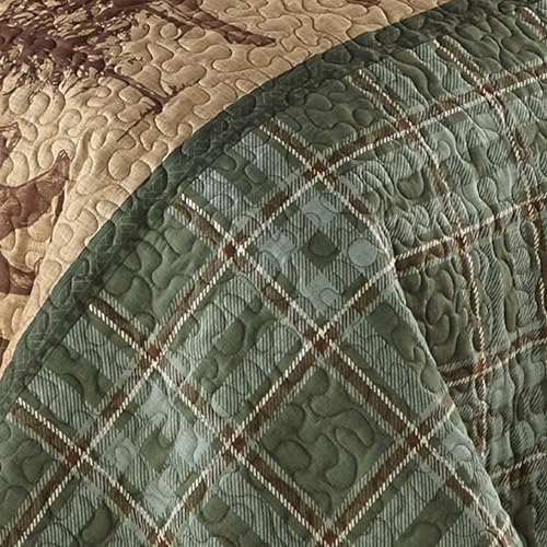 Woodland Sage Bear Moose Quilt Bed Set - Queen Size