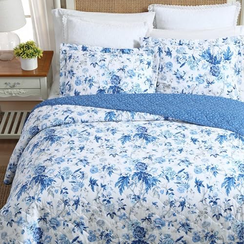 Laura Ashley - FullQueen Quilt Set with Reversible Floral Design