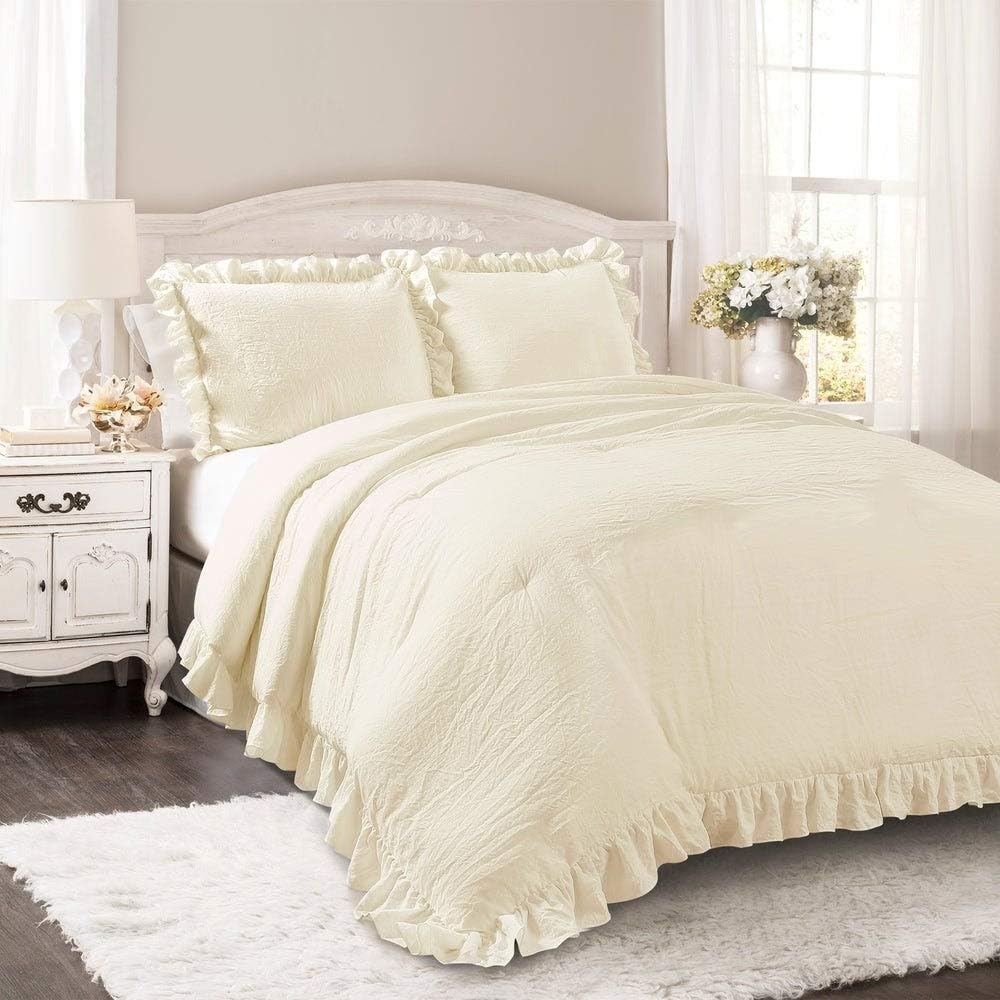 Lush Decor Lake Blue Ruffle Comforter Set 3 Piece