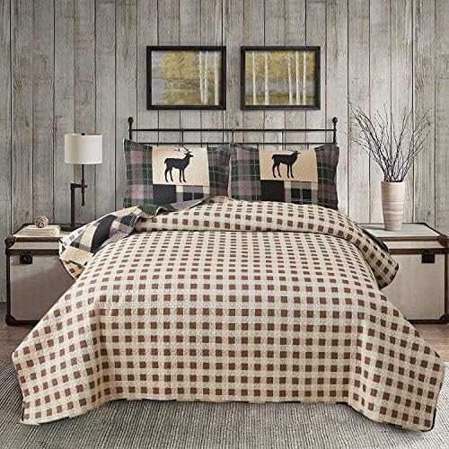 Ycosy Moose Deer Quilt Set Twin Size Reversible Bedspread 1