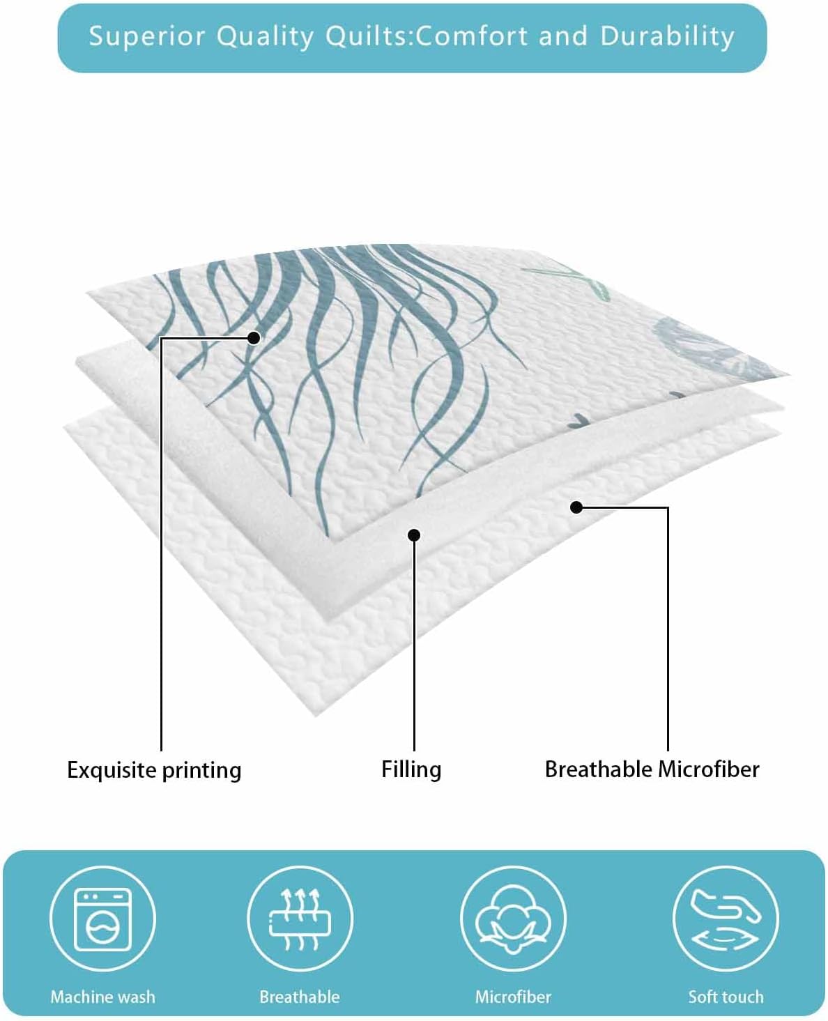 TocaHome Summer Twin XL Quilt Set with 2 Pillowcases