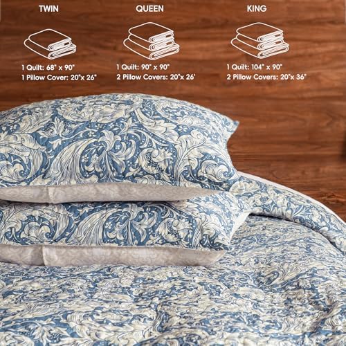PHF Floral Patchwork Quilt Set Twin Size 68x86
