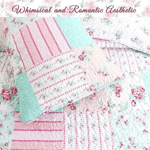 Cozy Line Bloom Floral Reversible Quilt Bedding Set Twin 2 Piece