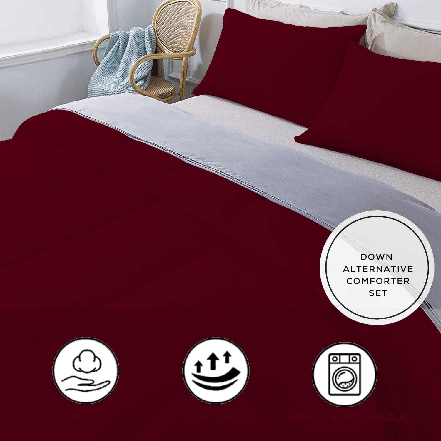 Moonite Bedding 3Pcs Super King Comforter Set