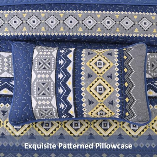 WONGS BEDDING 3 Piece Quilt Set King Size - Navy Blue