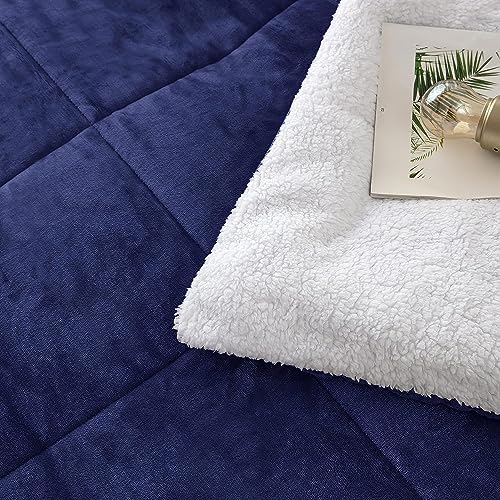 Seward Park Navy Blue Sherpa Comforter Set Twin XL