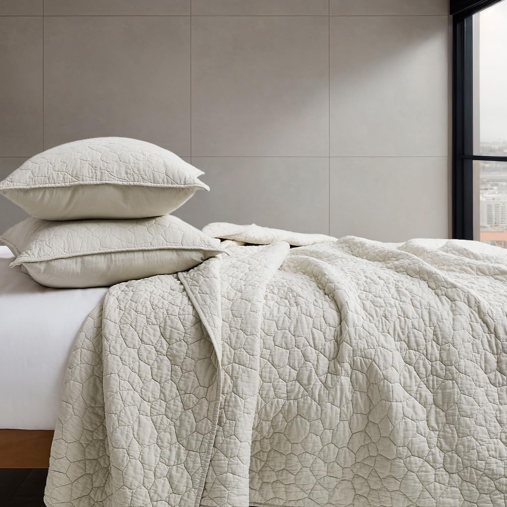 Palassio Beige Cotton Quilt Twin Set with Pillow Sham