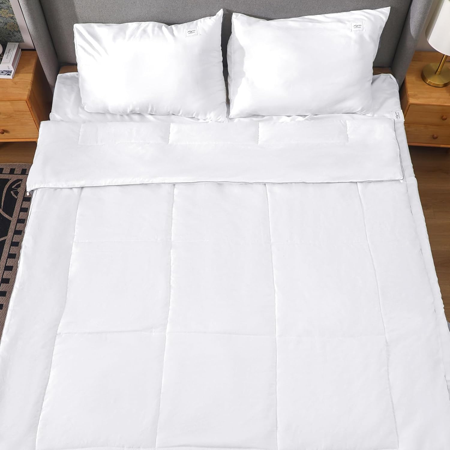 Hahafelt 26 Pcs College Dorm Bedding Set Twin XL White Essentials